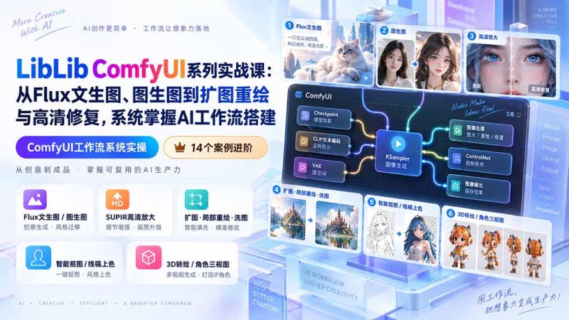 ComfyUI+Flux实战课:从文生图到角色三视图工作流-技研社