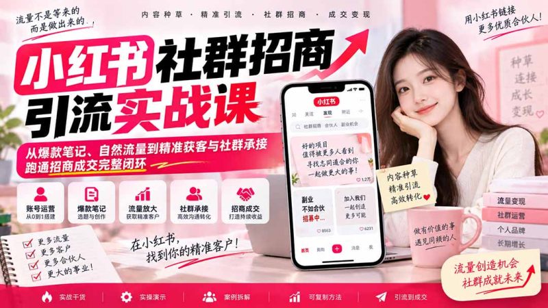 小红书招商引流怎么做:笔记获客到社群成交拆解-技研社