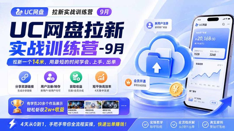 UC网盘拉新训练营:4天跑通网盘推广全流程-技研社