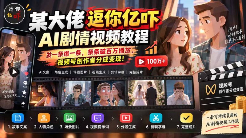 AI低模剧情视频教程:从脚本到视频号变现的完整流程-技研社