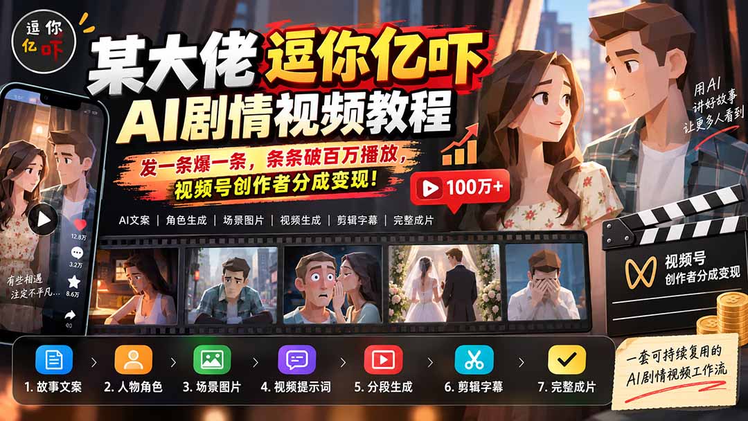 AI低模剧情视频教程:从脚本到视频号变现的完整流程 AI低模剧情视频教程