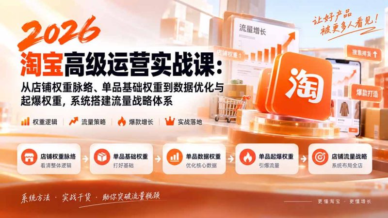 淘宝高级运营实战课:店铺权重与单品起爆体系-技研社