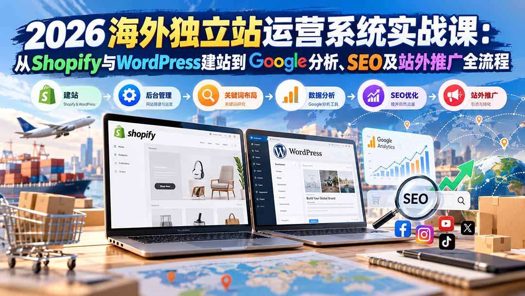 2026海外独立站运营系统实战课:从Shopify与WordPress建站到Go