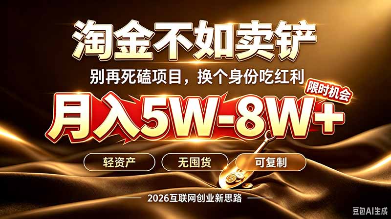 别再傻乎乎埋头跑项目!互联网真正赚钱逻辑:做卖铲人,拒绝当韭菜,逆风翻盘月入5-8W+-技研社