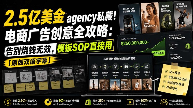 2.5亿美金agency私藏!电商广告创意全攻略:告别烧钱无效,模板SOP直接用【原创双语字幕】-技研社