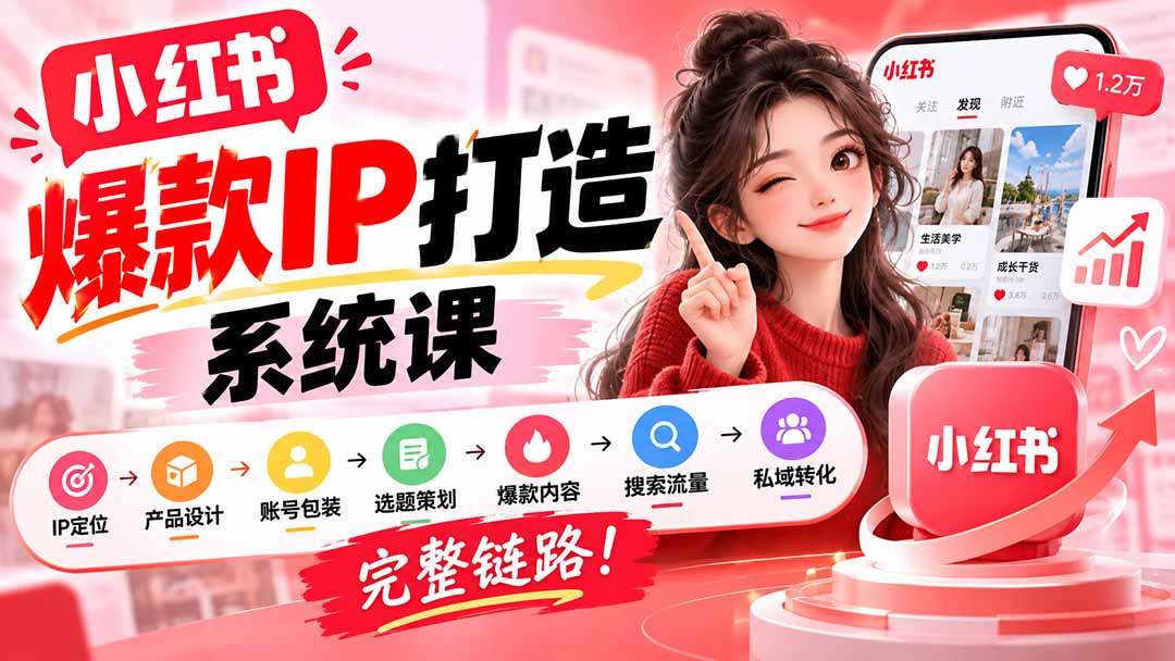 【无水印】小红书爆款IP打造课:IP定位→产品设计→账号包装→选题策划→爆款内容